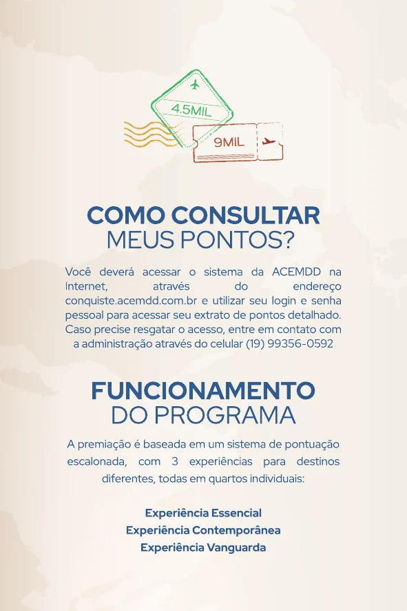 Como consultar os pontos e funcionamento do programa