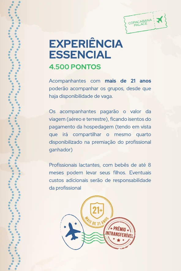 Experiência Essencial - 4.500 pontos