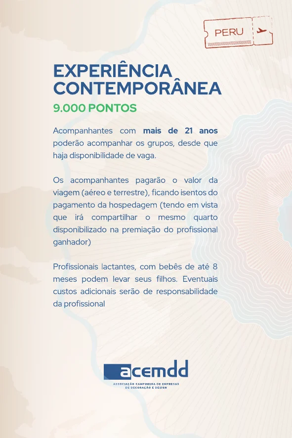 Experiência Contemporânea - 9.000 pontos