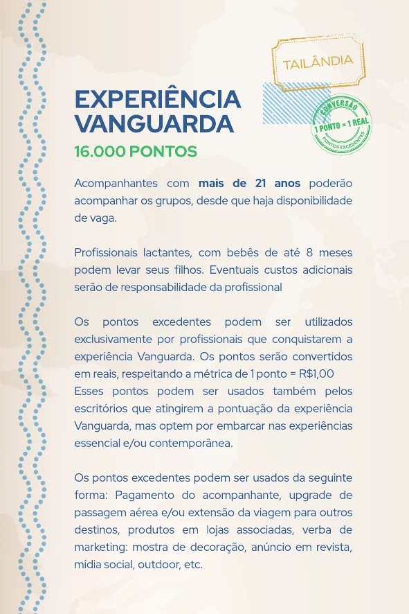 Experiência Vanguarda - 16.000 pontos