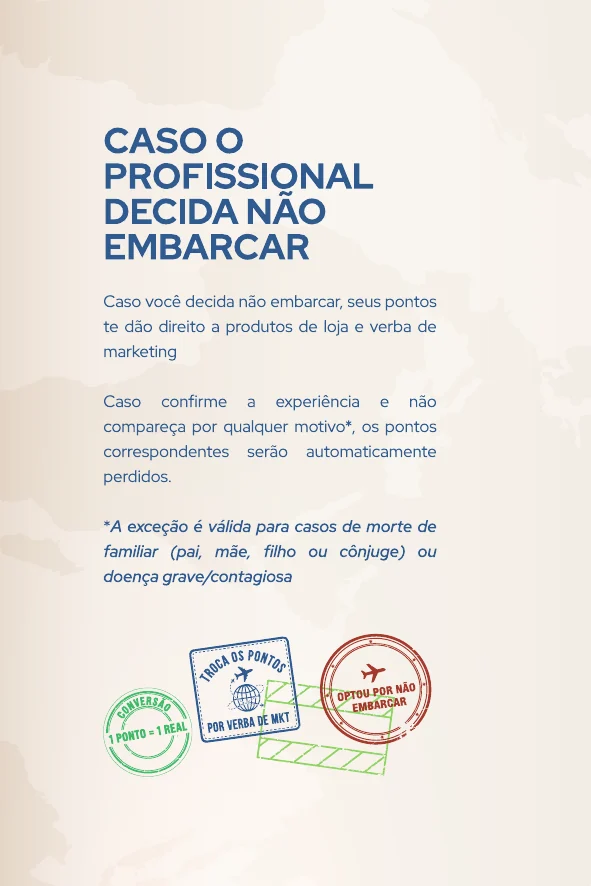 Regras para o caso de o profissional decidir não embarcar